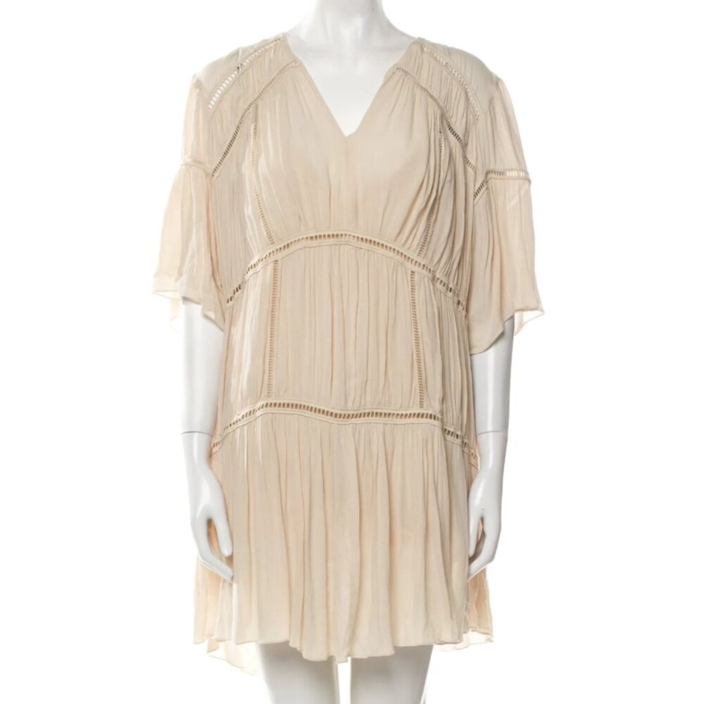 IRO Cream V Neck Lahina Mini Tent Dress Size M